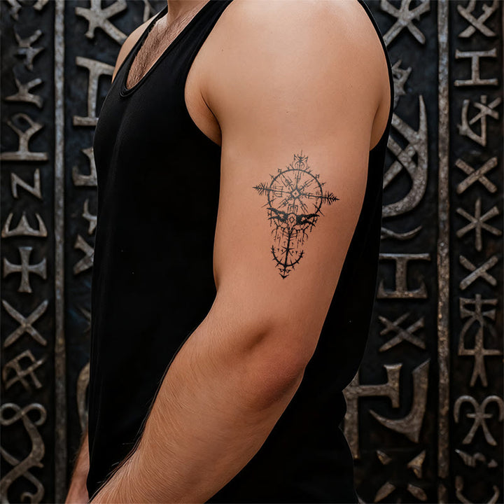 WorldNorse Gothic Rune Compass Vegvisir Wasserdichte Tattoo-Aufkleber - image 5