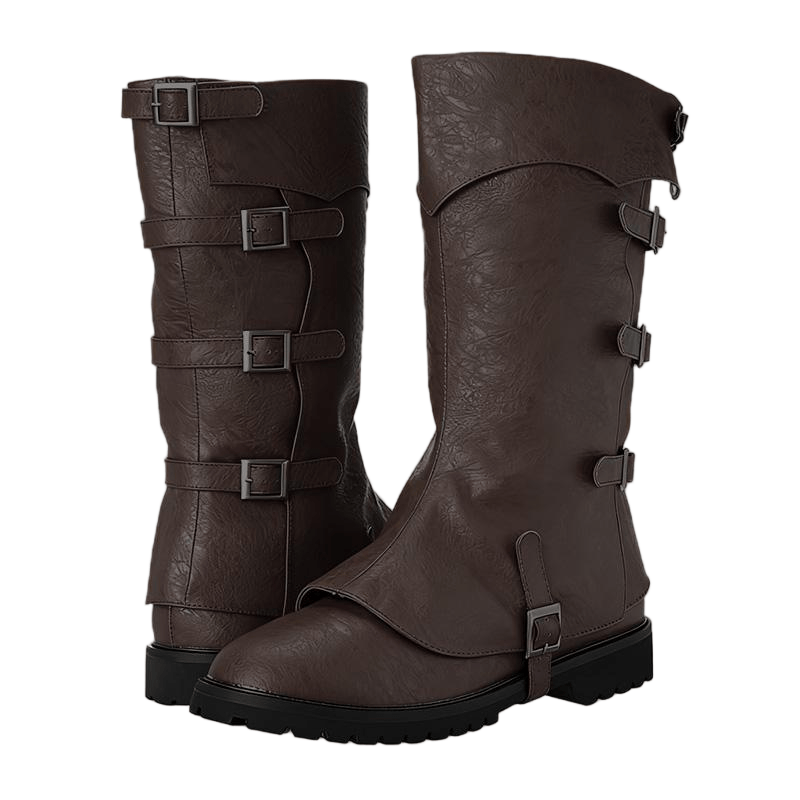 WorldNorse Kniehohe Stiefel mit mehreren Schnallen, strukturierter Oberfläche und Umschlagfunktion - Braun - US 13 - image 5