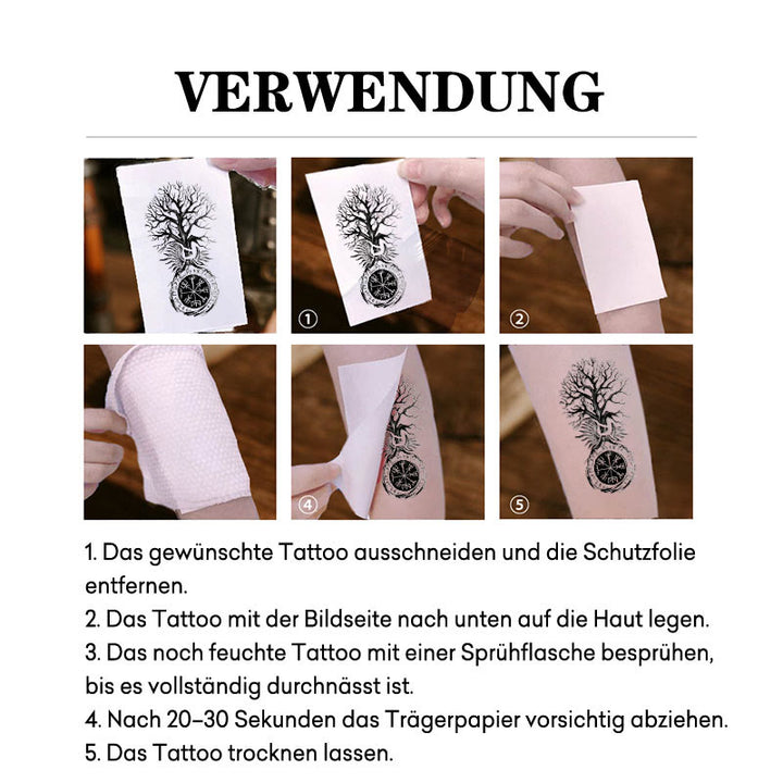 WorldNorse Vegvisir Yggdrasil Säulen-Wasserfeste Tattoo-Aufkleber - image 4