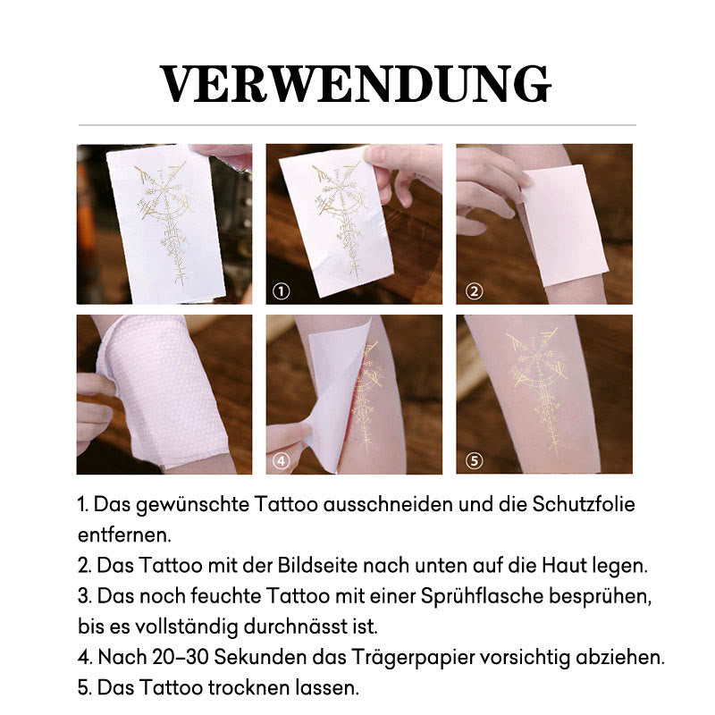 WorldNorse Vergoldete Vegvisir Lanze Wasserdichte Tattoo-Aufkleber - image 4