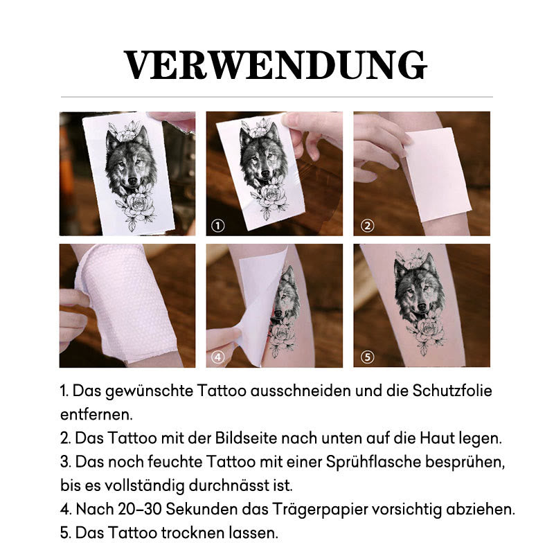 WorldNorse Rose Encrusted Wolf Grace Waterproof Tattoo Stickers - image 4