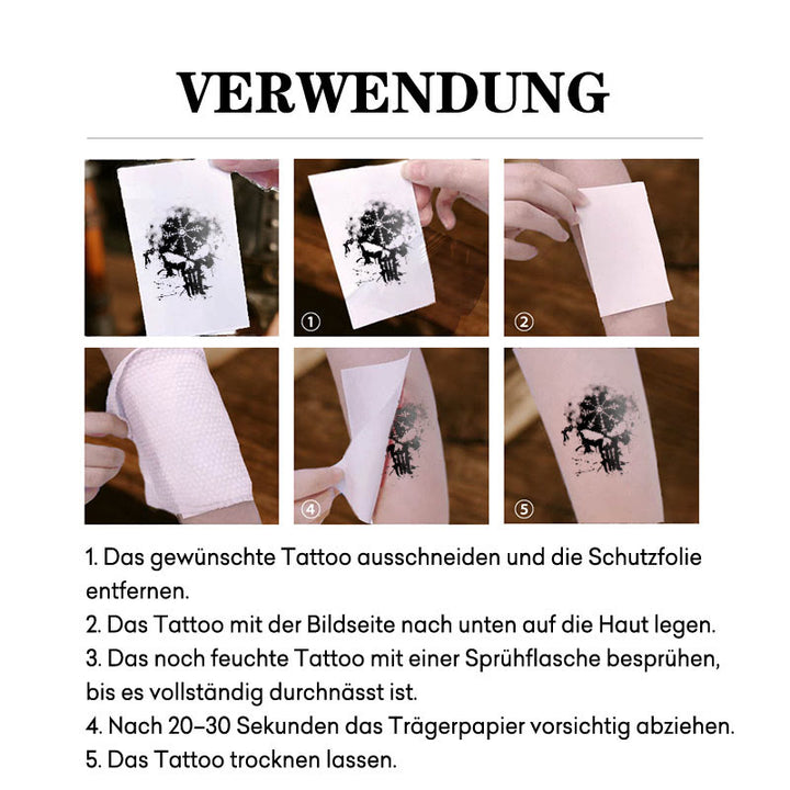 WorldNorse Grunge Inkblot Skull Waterproof Tattoo Stickers - image 4