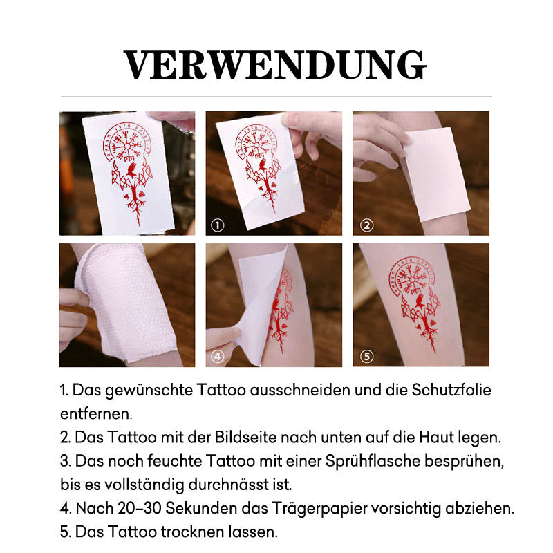 WorldNorse Rune Raven Yggdrasil Wasserdichte Tattoo-Aufkleber - image 4