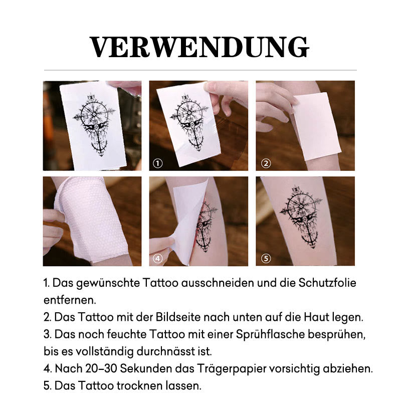 WorldNorse Gothic Rune Compass Vegvisir Wasserdichte Tattoo-Aufkleber - image 4