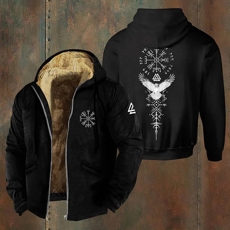 WorldNorse Vegvisir Raven Valknut Zipper Hoodie Coat - US/UK/AU50, EU60 (5XL) - image 0