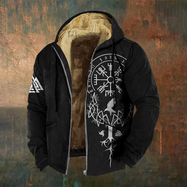 WorldNorse Yggdrasil Raven Vegvisir Valknut Zipper Hoodie Coat - US/UK/AU50, EU60 (5XL) - image 0