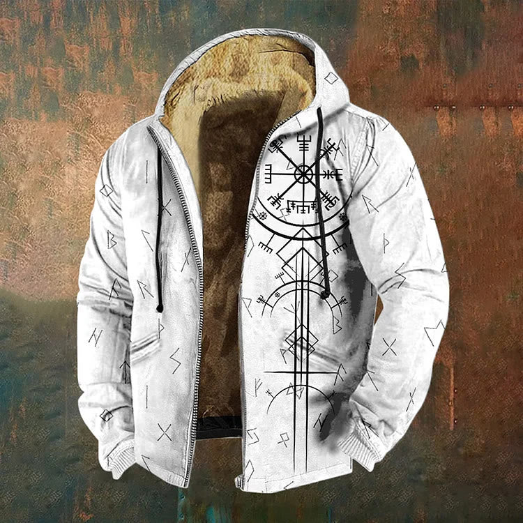 WorldNorse Vegvisir Rune Cascade Zipper Hoodie Coat - Weiß - US/UK/AU50, EU60 (5XL) - image 1