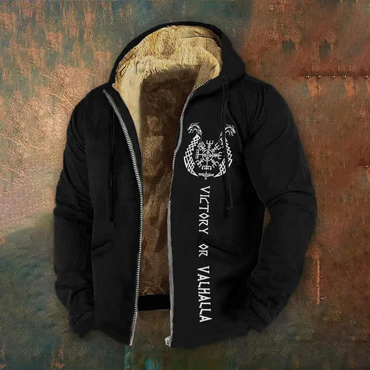 WorldNorse Vegvisir Nordischer Drache Valhalla Zipper Hoodie Coat - Schwarz - US/UK/AU50, EU60 (5XL) - image 0