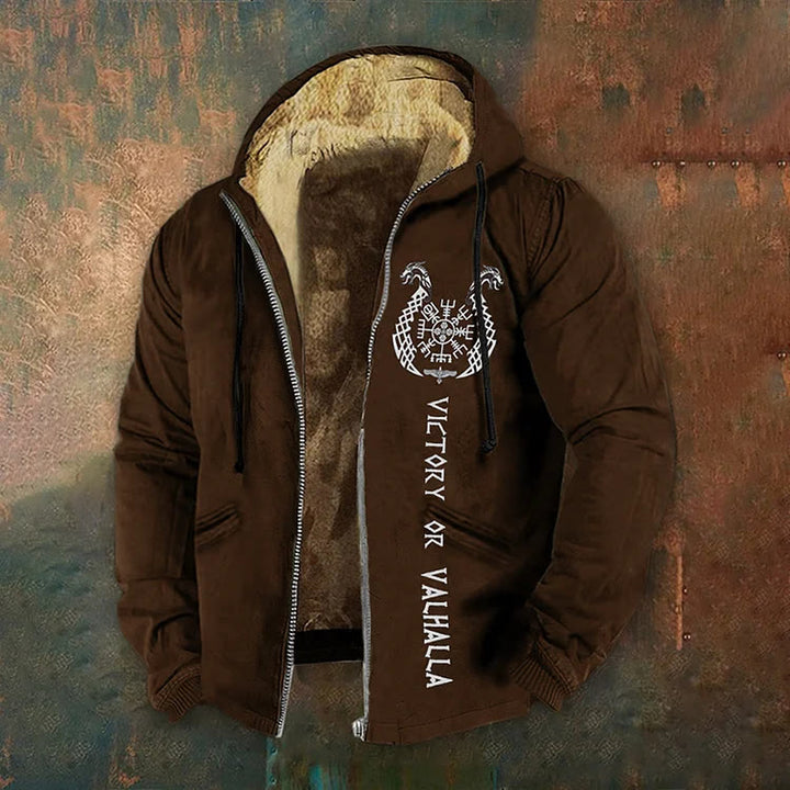 WorldNorse Vegvisir Nordischer Drache Valhalla Zipper Hoodie Coat - Braun - US/UK/AU50, EU60 (5XL) - image 1