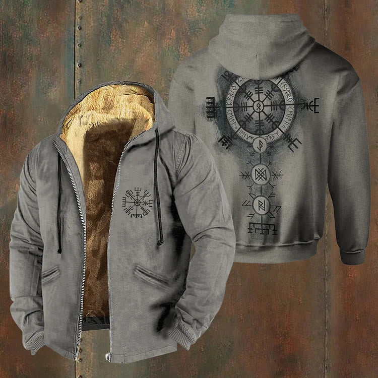 WorldNorse Vegvisir Rune Reißverschluss-Hoodie Mantel - US/UK/AU50, EU60 (5XL) - image 0
