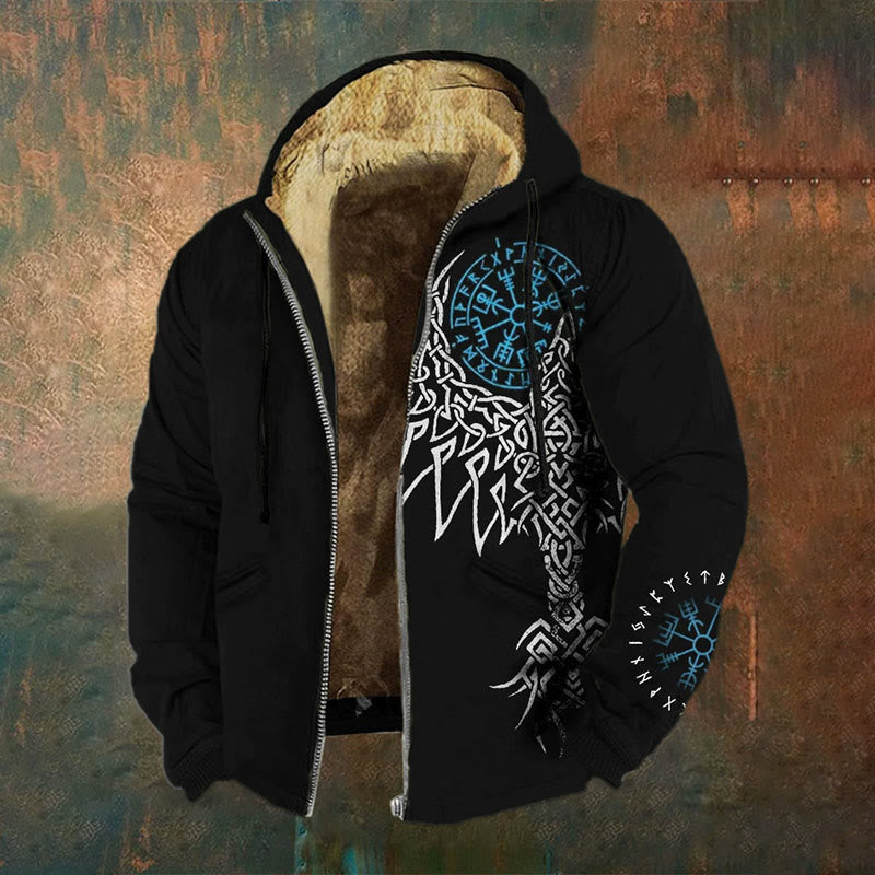 WorldNorse Azure Yggdrasil Vegvisir Zipper Hoodie Coat - US/UK/AU50, EU60 (5XL) - image 0