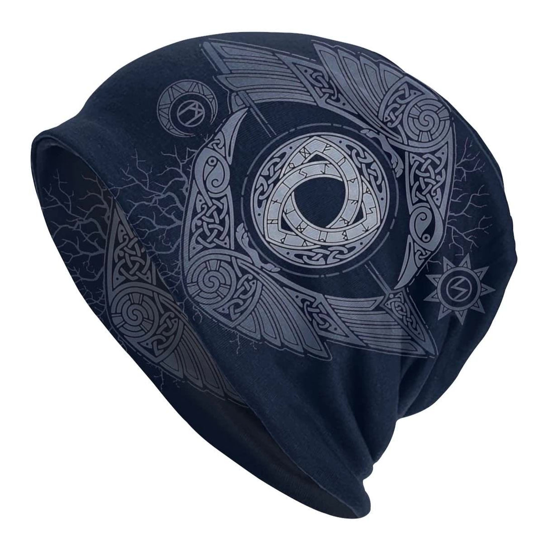 WorldNorse Raven Triquetra Rune Navy Beanie  - Triquetra - image 0