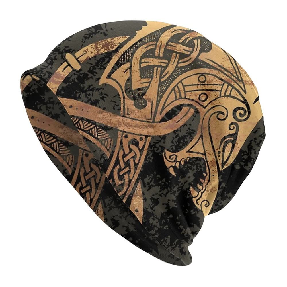 WorldNorse Distressed Viking Helm Beanie - Wölfe - image 0