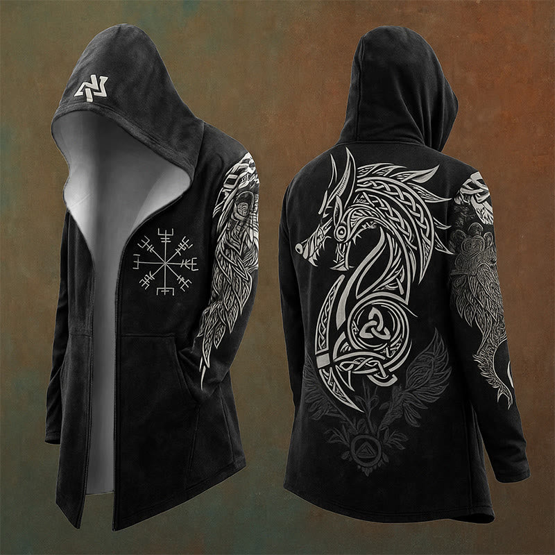 WorldNorse Kapuzenjacke mit Wikinger-Drache und keltischem Totem - US/UK/AU48, EU58 (4XL) - image 0