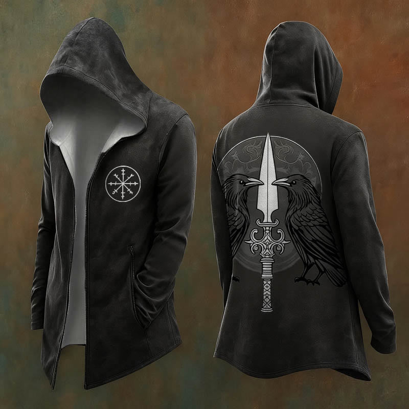 WorldNorse Dark Huginn and Muninn Sword Kapuzenjacke - US/UK/AU48, EU58 (4XL) - image 0