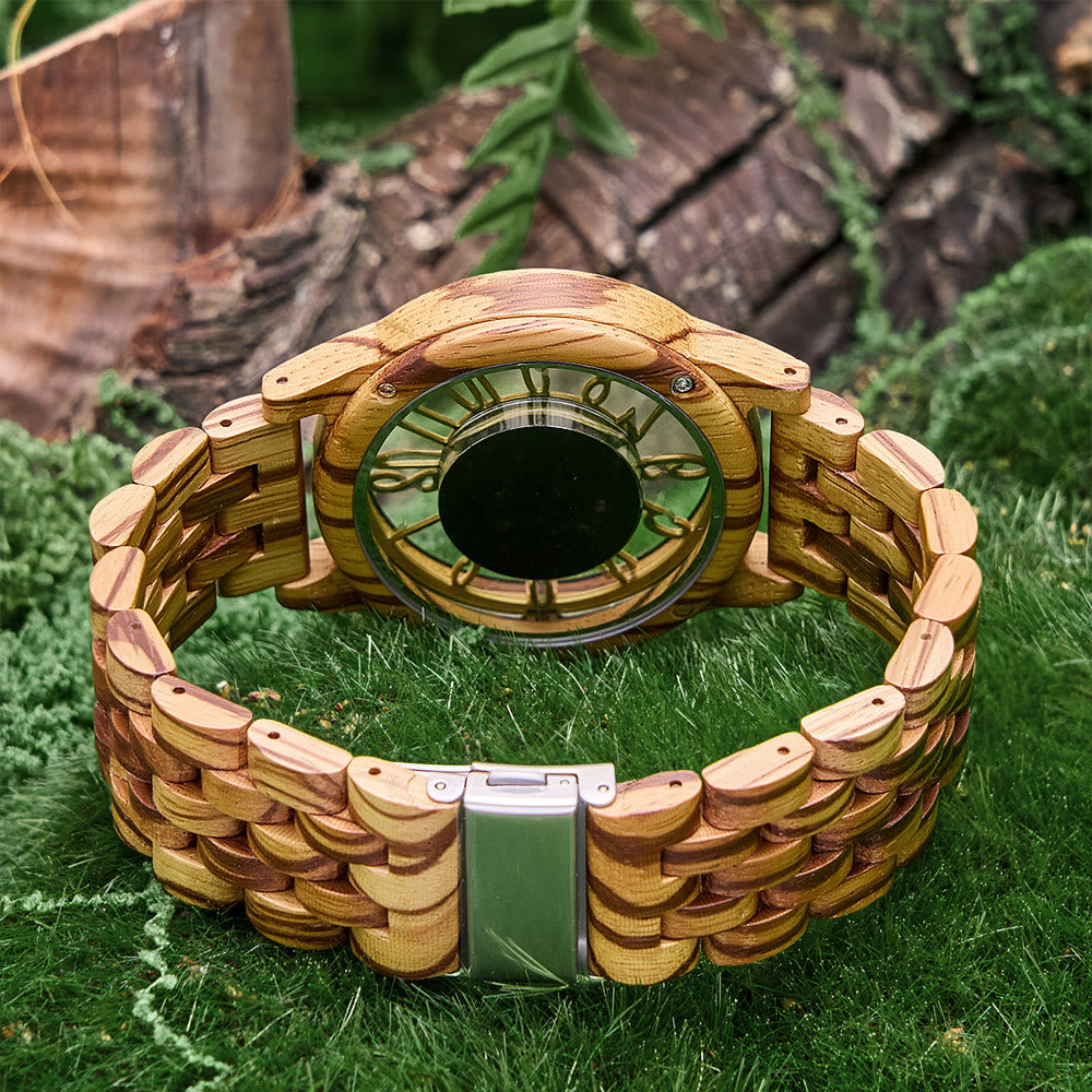 WorldNorse Solar Gravur Skelett Holzuhr - image 3