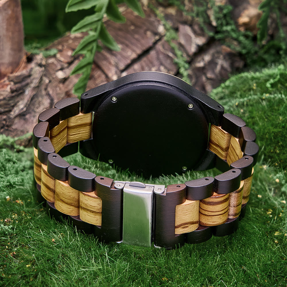 WorldNorse Encrusted Vegvisir Two-Tone Wooden Watch - image 3