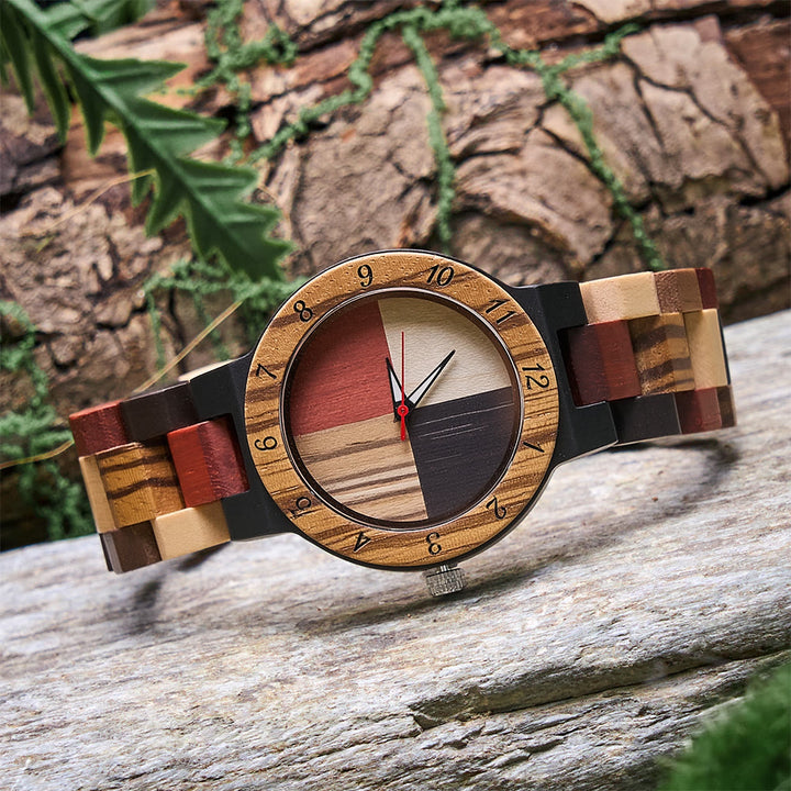 WorldNorse Multi-Wood Patchwork Holzuhr - image 4