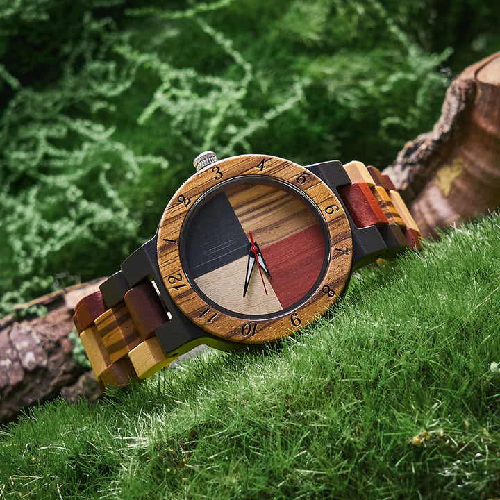 WorldNorse Multi-Wood Patchwork Holzuhr - image 2