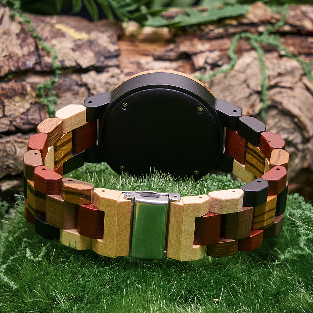 WorldNorse Multi-Wood Patchwork Holzuhr - image 3