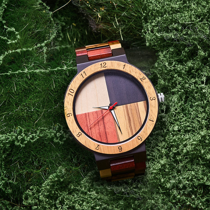 WorldNorse Color Block Multiwood Holzuhr - image 1