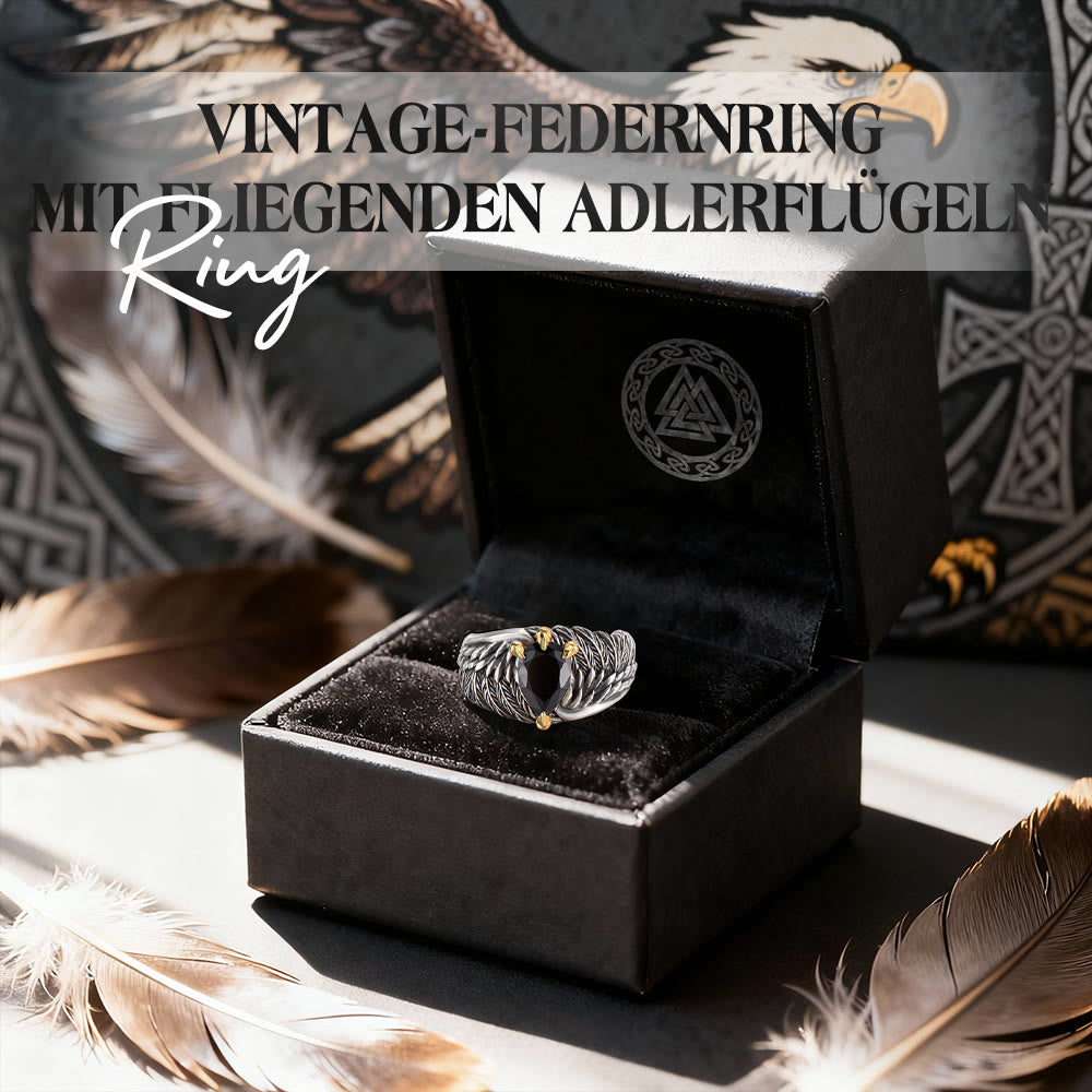 WorldNorse Vintage Federring mit fliegenden Adlerflügeln - image 2