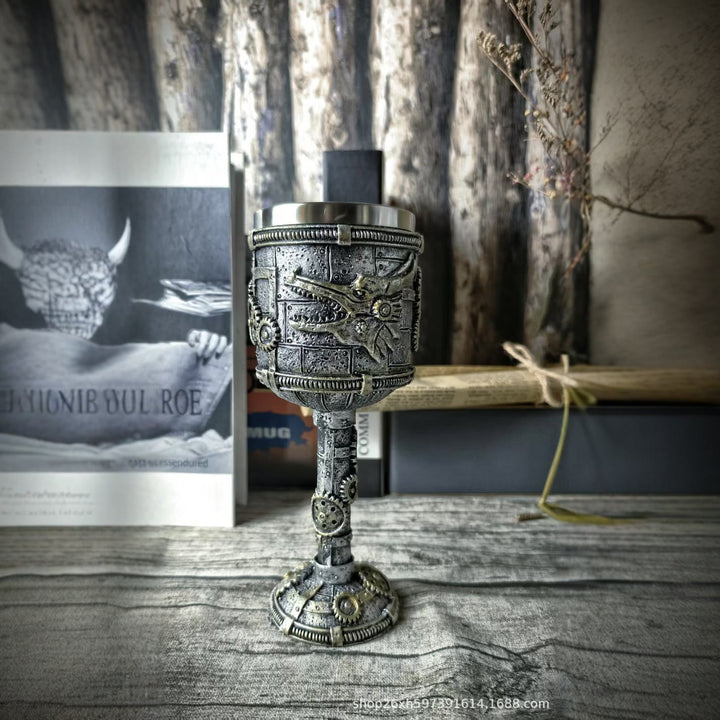 WorldNorse Steampunk Drachenzahnrad-Emblem Kelch - Nordischer Drache - image 0