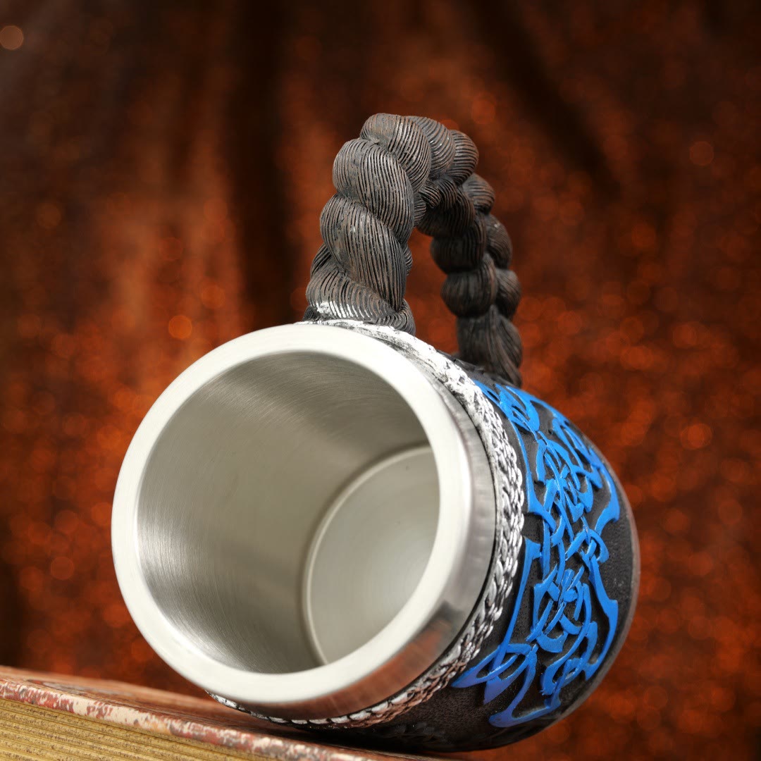 WorldNorse Geflochtener Becher mit Wikingerkrieger-Verzierung - image 8