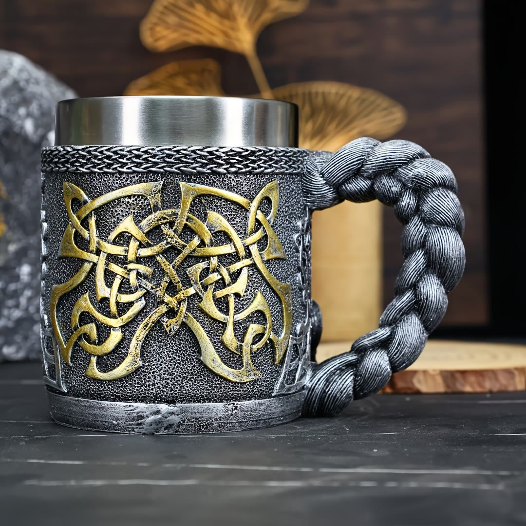 WorldNorse Geflochtener Becher mit Wikingerkrieger-Verzierung - image 3