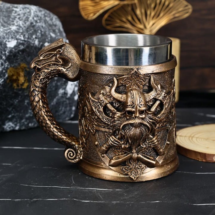 WorldNorse Wikinger Axt Nordischer Drache Becher - Bronze - image 0