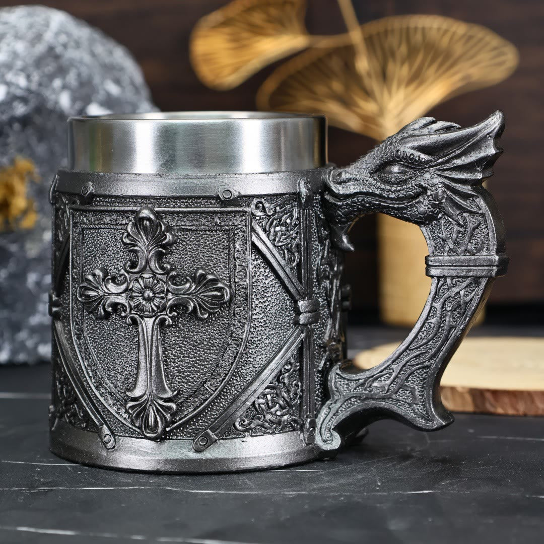 WorldNorse Gothic Dragon Handled Knight Emblem Mug - image 1