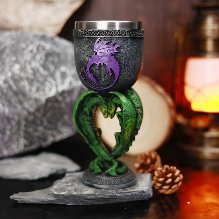 WorldNorse Mythischer lila Drache grüner Schlangenbecher - Nordischer Drache - image 0