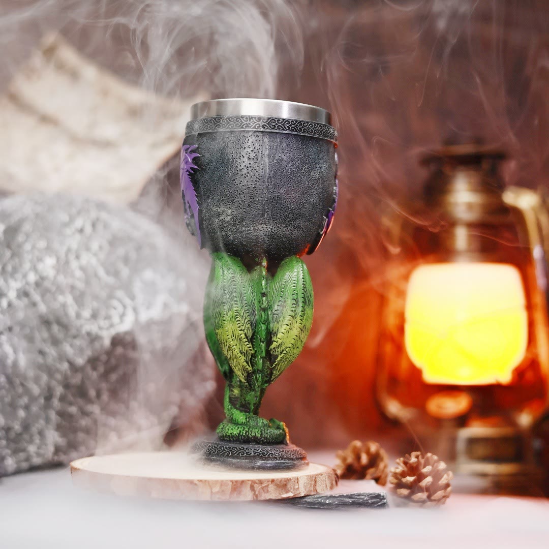 WorldNorse Mythischer lila Drache grüner Schlangenbecher - image 3