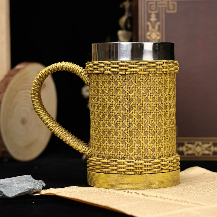 WorldNorse Becher aus gewebtem Rattan - Hellgelb - image 0