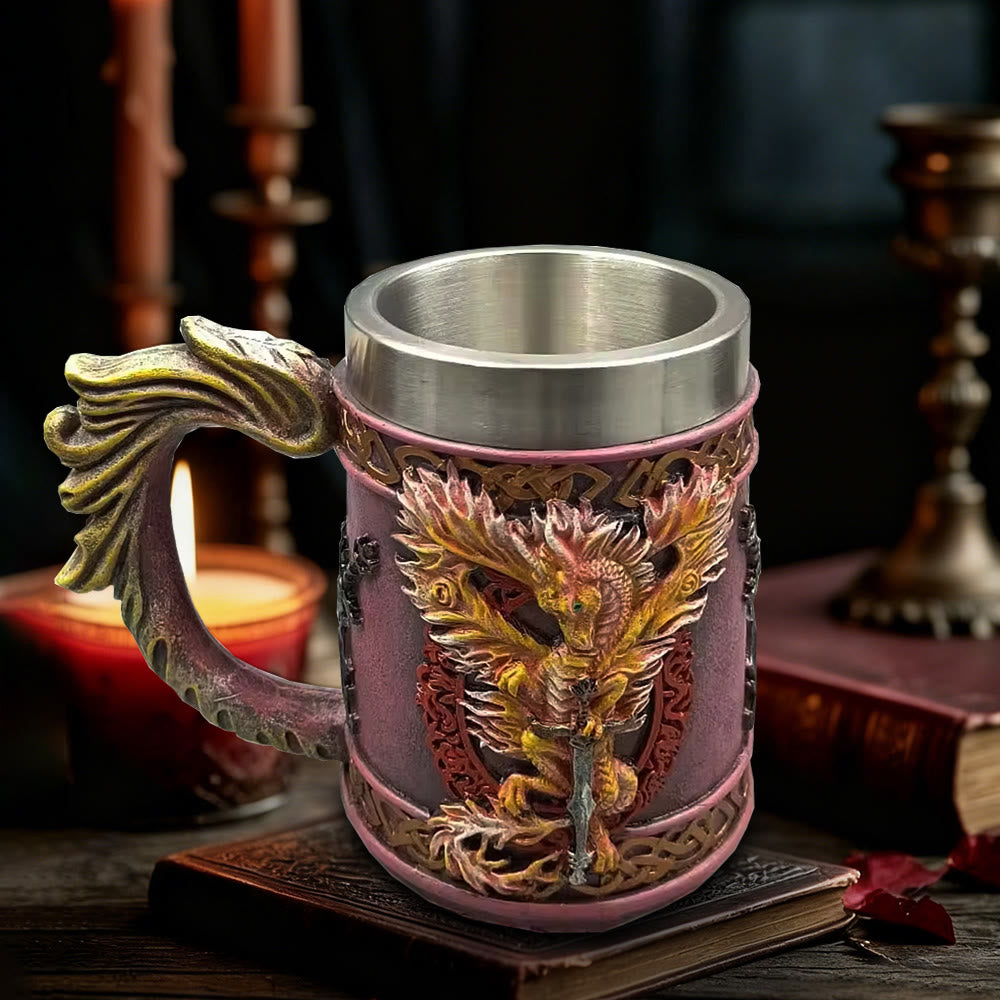 WorldNorse Winged Dragon Encrusted Sword Mug - Nordischer Drache - image 0