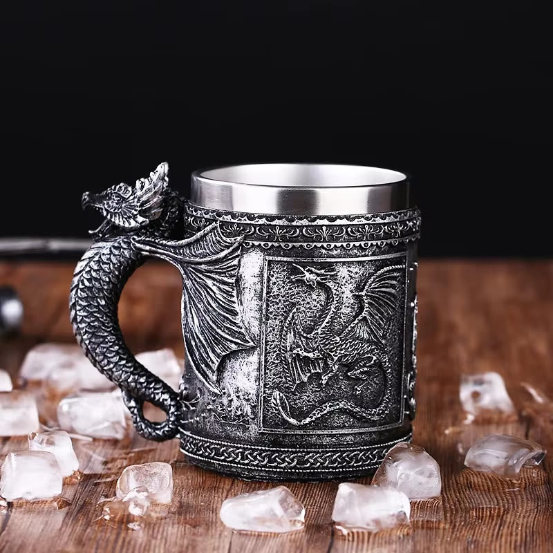 WorldNorse Drachenverzierte geflügelte Schlangen-Tasse - Nordischer Drache - image 0