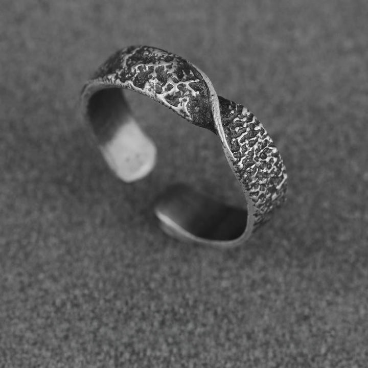 WorldNorse 999 Sterling Silber Robuster Ring mit Strassverzierungen und gedrehter Optik - Retro Schwarz - image 2