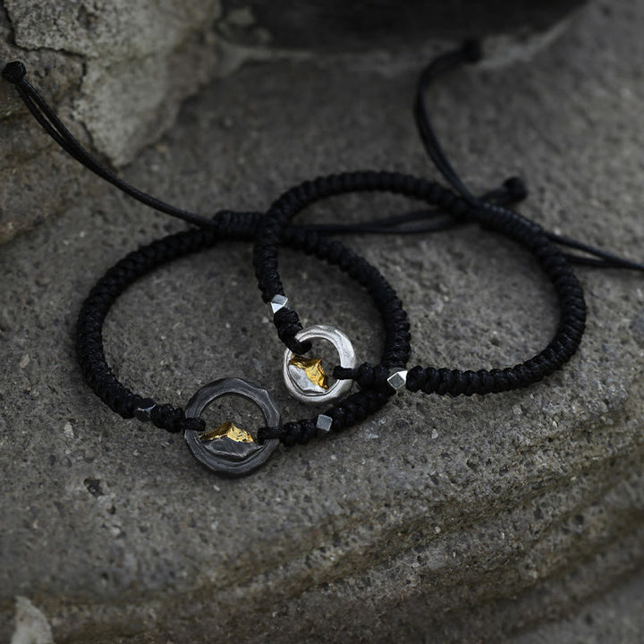 WorldNorse Armband aus 999er Sterlingsilber, handgefertigt aus geflochtenem Seil und mit Kontrastdetails - image 0