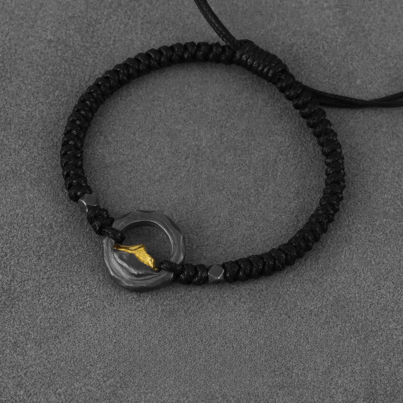 WorldNorse Handgefertigtes Armband aus 999er Silber, handgefertigt aus geflochtenem Seil und mit Kontrastdetails - Retro Schwarz - image 2