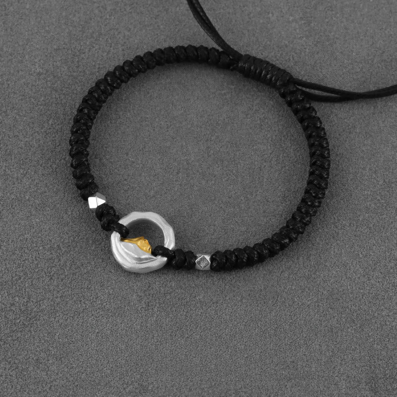 WorldNorse Handgefertigtes Armband aus 999er Silber, handgefertigt aus geflochtenem Seil und mit Kontrastdetails - Silberweiß - image 1