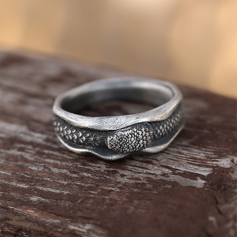 WorldNorse 999 Sterling Silber Ring mit Schlangenschuppenmuster, handgefertigt - 65mm - image 0
