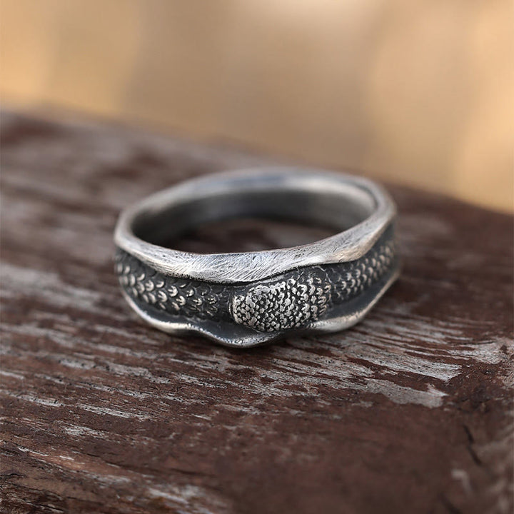 WorldNorse 999 Sterling Silber Ring mit Schlangenschuppenmuster, handgefertigt - 65mm - image 0