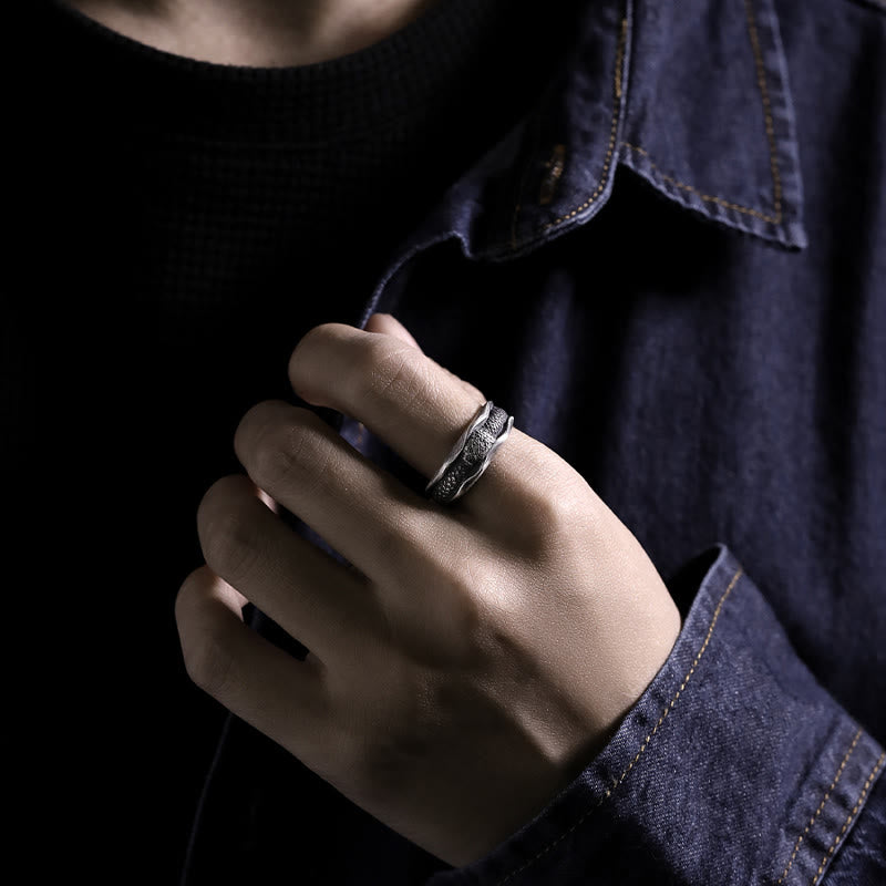 WorldNorse 999 Sterling Silber Ring mit Schlangenschuppenmuster, handgefertigt - image 1