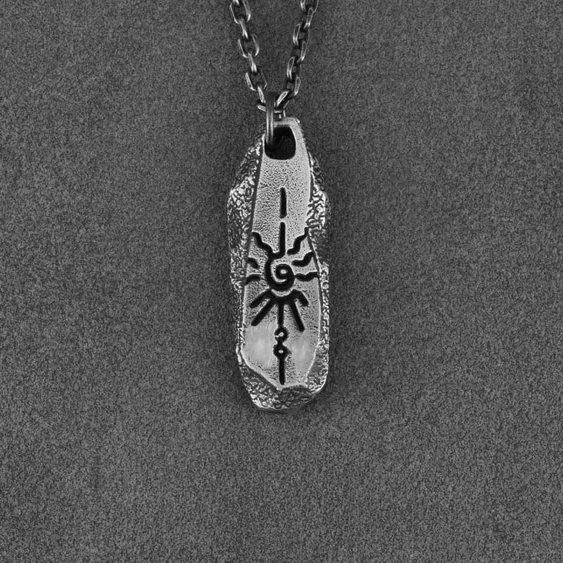 WorldNorse Handgefertigtes Halskette aus 999er Silber mit robustem Sonnensymbol, handgefertigt - Mit 55 cm langer Diamantkette - NEIN DANKE - image 1