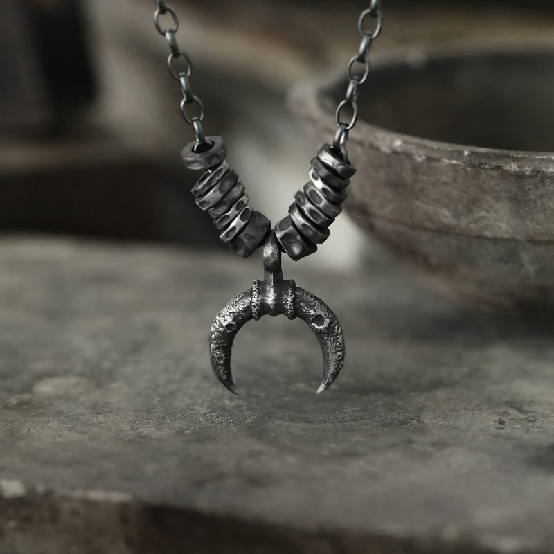 WorldNorse Halbmond-Halskette aus 999er Sterlingsilber mit robuster, strukturierter Oberfläche - image 5