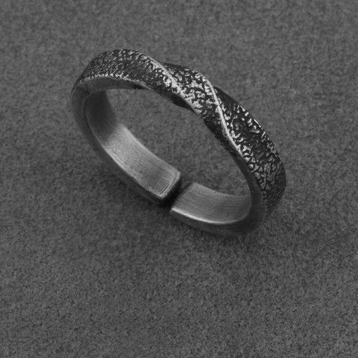 WorldNorse 999 Sterling Silber Handgefertigter Ring mit robuster, gedrehter Struktur - Retro Schwarz - image 2