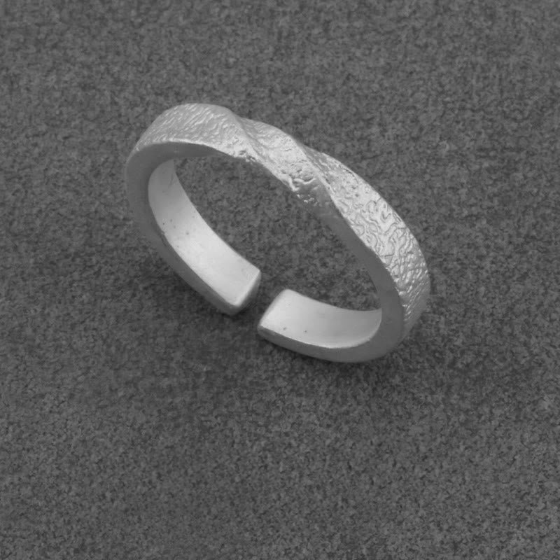 WorldNorse 999 Sterling Silber Handgefertigter Ring mit robuster, gedrehter Struktur - Silberweiß - image 1