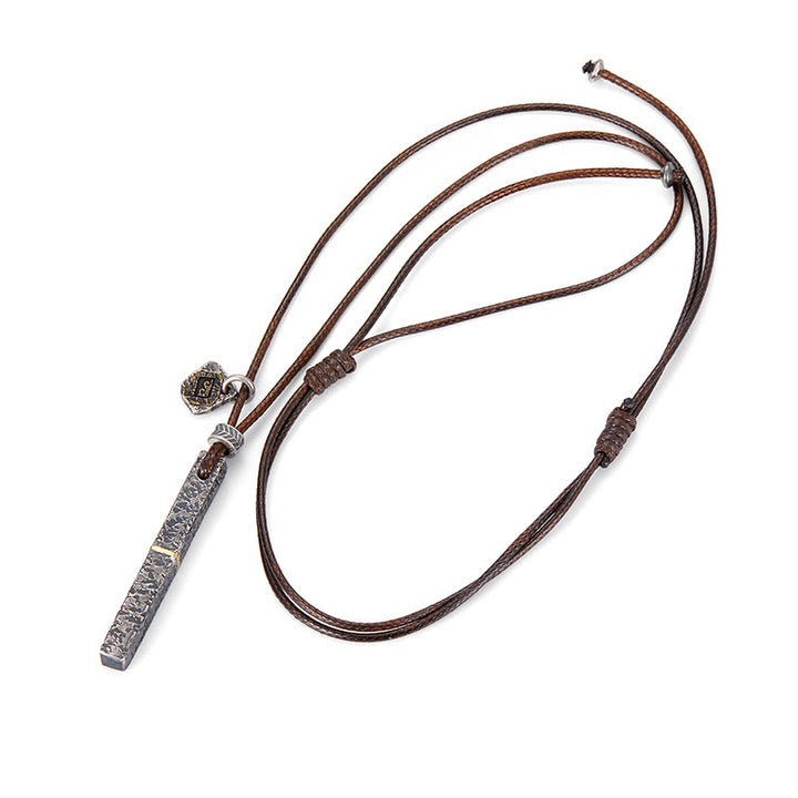 WorldNorse Handgefertigtes Halskette aus 999er Silber mit handgefertigter, vulkanisch strukturierter Goldstreifen-Optik - image 3