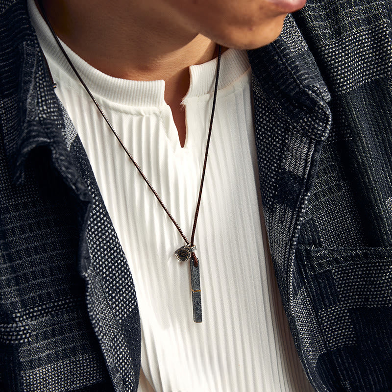 WorldNorse Halskette aus 999er Sterlingsilber mit handgefertigter, vulkanisch strukturierter Goldstreifen-Optik - image 1