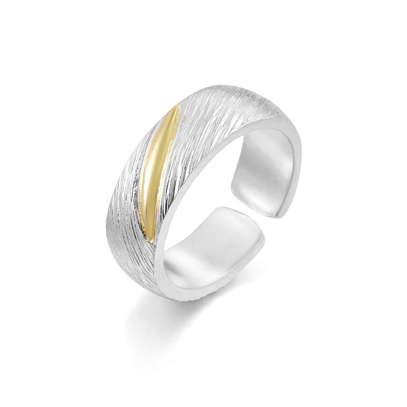 WorldNorse Handgefertigtes 999 Silber Lava-Einlegearbeit Gold Adern Ring - Silberweiß (Innenumfang 65 mm) - image 1